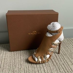 NWT Jody Veg Leather Python Print Heeled Sandals